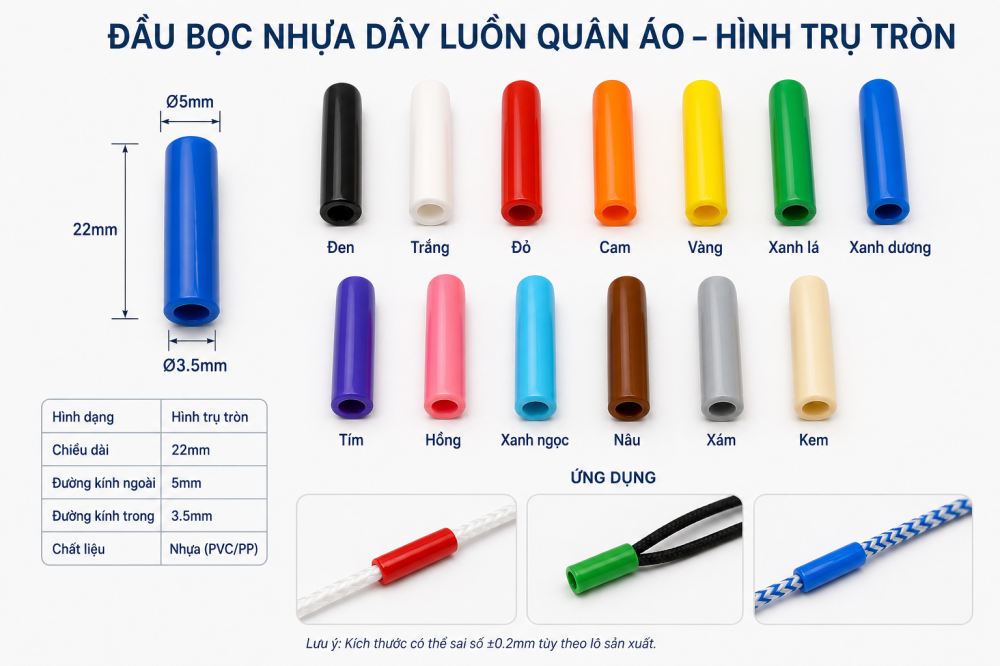 Bảng màu đầu bọc dây luồn